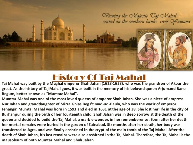 Taj Mahal History In English
